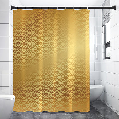 Gold Chinese Pattern Print Shower Curtain