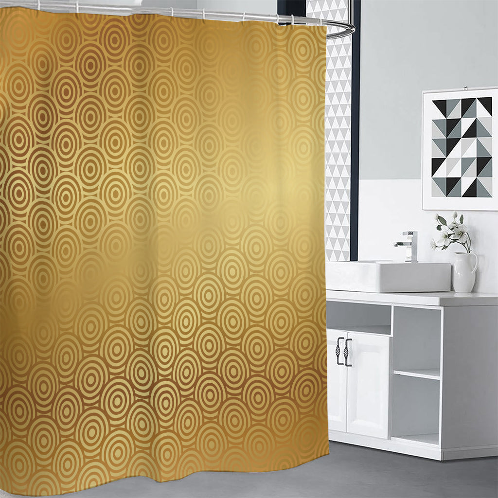 Gold Chinese Pattern Print Shower Curtain