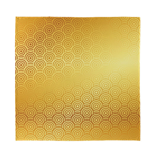 Gold Chinese Pattern Print Silk Bandana