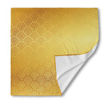 Gold Chinese Pattern Print Silk Bandana