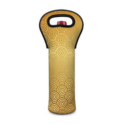 Gold Chinese Pattern Print Single Neoprene Wine Tote