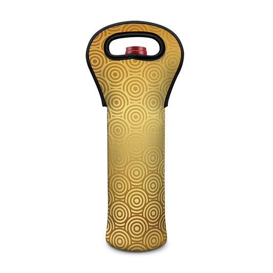 Gold Chinese Pattern Print Single Neoprene Wine Tote