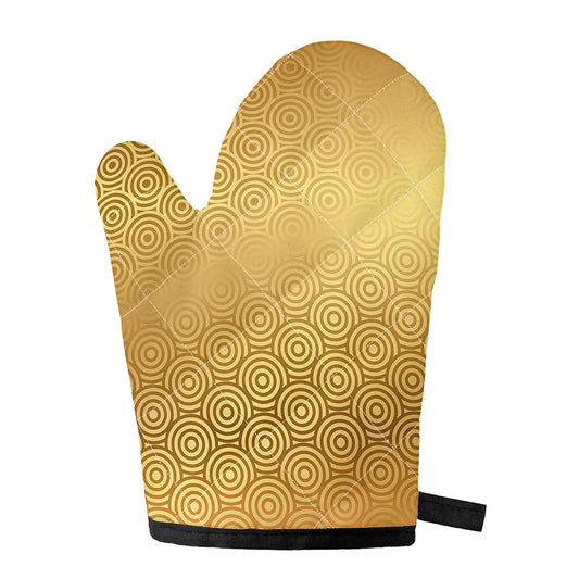 Gold Chinese Pattern Print Single Oven Mitt