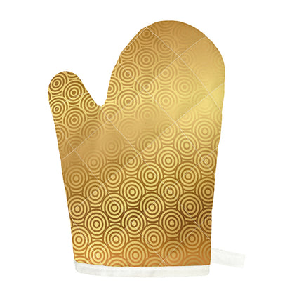 Gold Chinese Pattern Print Single Oven Mitt