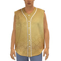Gold Chinese Pattern Print Sleeveless Baseball Jersey