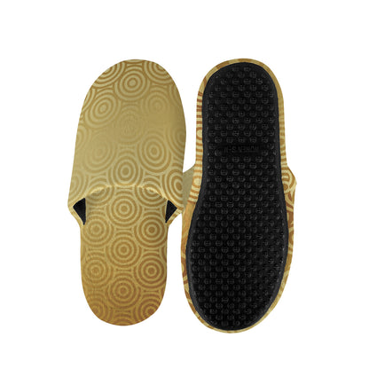 Gold Chinese Pattern Print Slippers