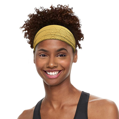 Gold Chinese Pattern Print Sports Headband