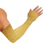 Gold Chinese Pattern Print Sun Protection Arm Sleeves
