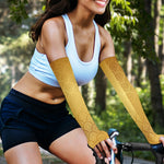 Gold Chinese Pattern Print Sun Protection Arm Sleeves
