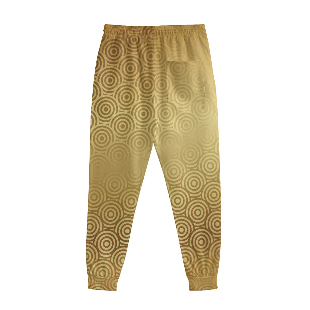 Gold Chinese Pattern Print Sweatpants
