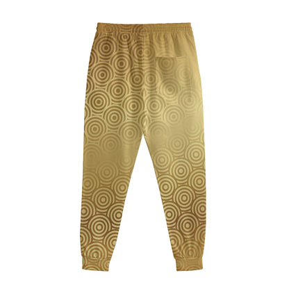 Gold Chinese Pattern Print Sweatpants