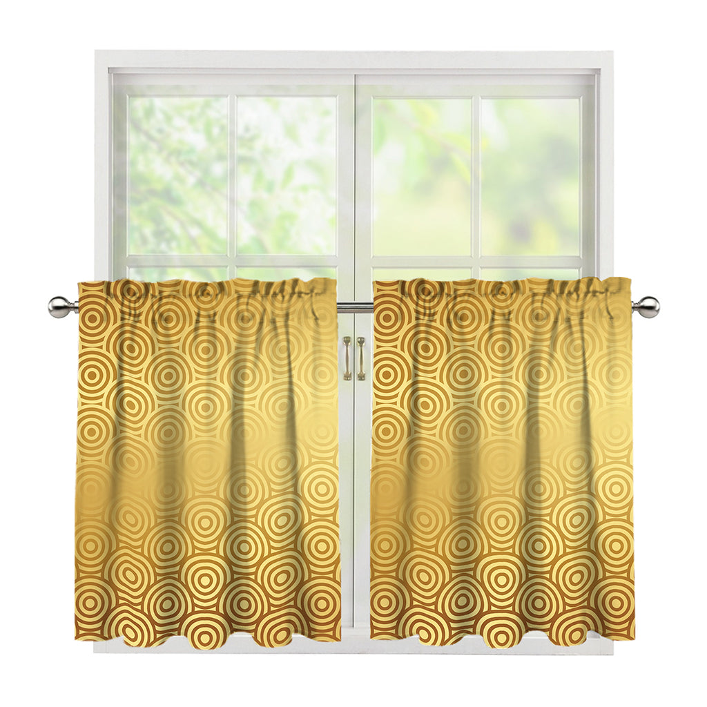 Gold Chinese Pattern Print Tier Curtains