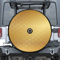 Gold Chinese Pattern Print Tire Cover With Camera Hole