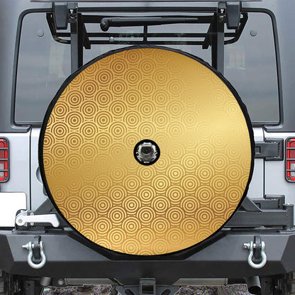 Gold Chinese Pattern Print Tire Cover With Camera Hole