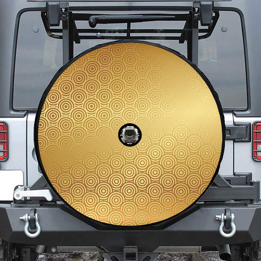 Gold Chinese Pattern Print Tire Cover With Camera Hole