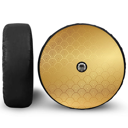 Gold Chinese Pattern Print Tire Cover With Camera Hole