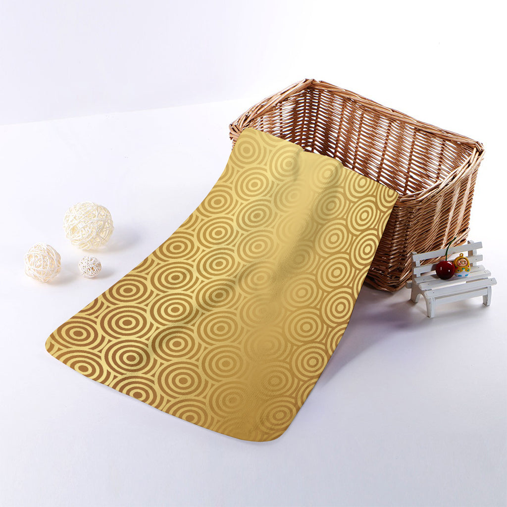 Gold Chinese Pattern Print Towel
