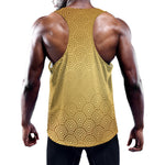 Gold Chinese Pattern Print Training Tank Top