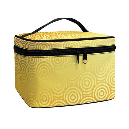 Gold Chinese Pattern Print Travel Makeup Bag