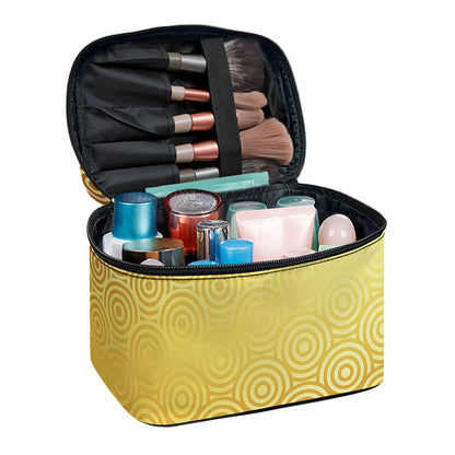 Gold Chinese Pattern Print Travel Makeup Bag