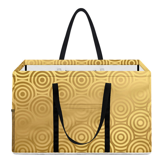 Gold Chinese Pattern Print Utility Tote Bag