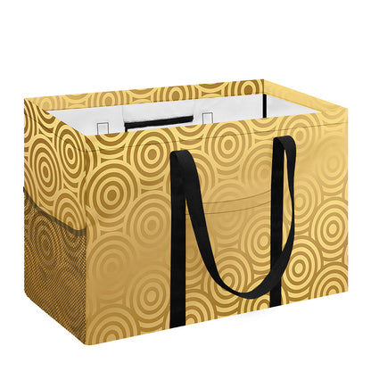 Gold Chinese Pattern Print Utility Tote Bag