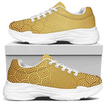 Gold Chinese Pattern Print White Chunky Shoes