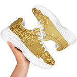 Gold Chinese Pattern Print White Chunky Shoes