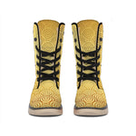 Gold Chinese Pattern Print Winter Boots