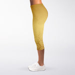 Gold Chinese Pattern Print Women's Capri Leggings