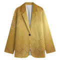 Gold Chinese Pattern Print Women's Cotton Blazer