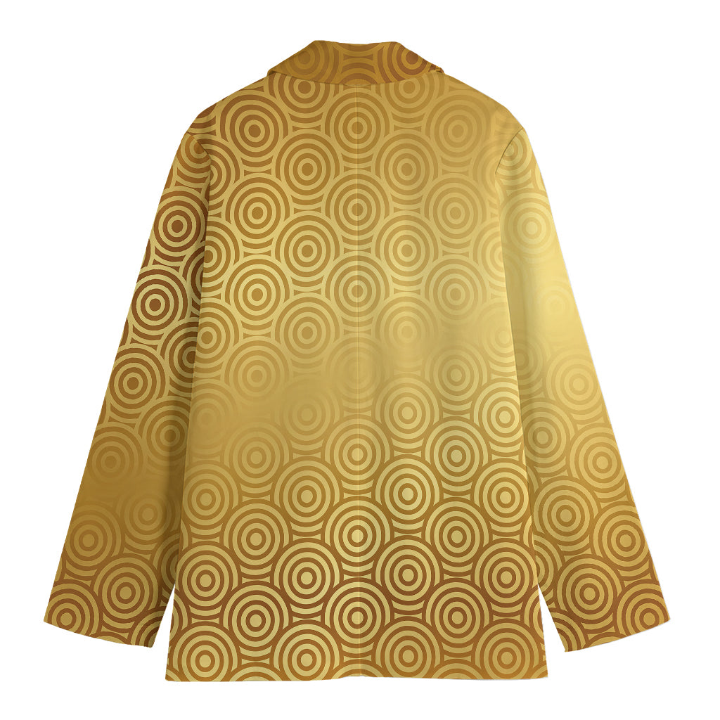Gold Chinese Pattern Print Women's Cotton Blazer