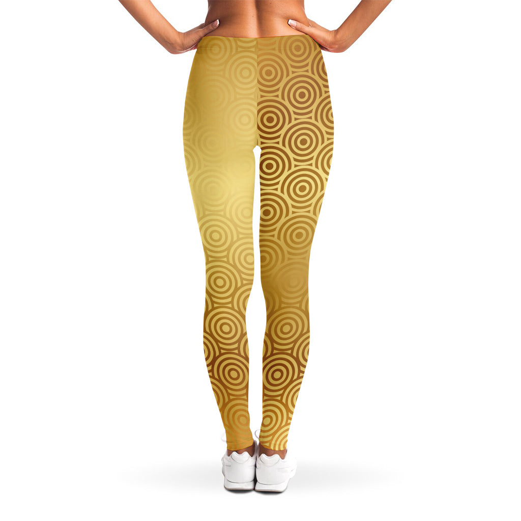 Gold Chinese Pattern Print Women's Leggings