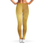 Gold Chinese Pattern Print Women's Leggings