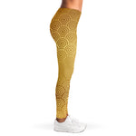 Gold Chinese Pattern Print Women's Leggings
