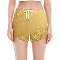 Gold Chinese Pattern Print Women's Split Running Shorts