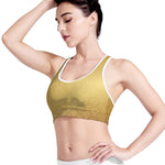 Gold Chinese Pattern Print Women's Sports Bra