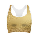 Gold Chinese Pattern Print Women's Sports Bra
