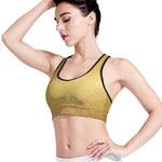 Gold Chinese Pattern Print Women's Sports Bra