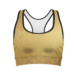 Gold Chinese Pattern Print Women's Sports Bra