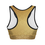 Gold Chinese Pattern Print Women's Sports Bra