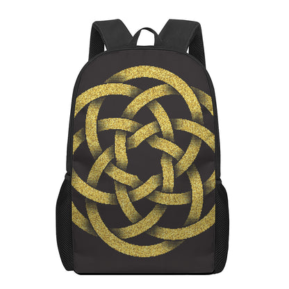 Gold Circle Celtic Knot Symbol Print 17 Inch Backpack
