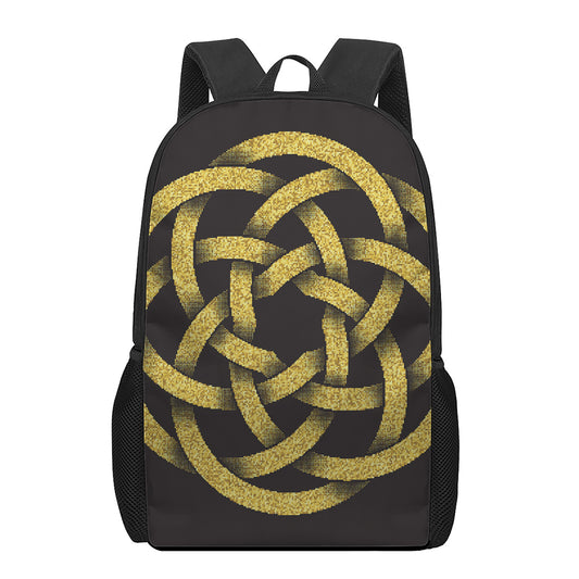 Gold Circle Celtic Knot Symbol Print 17 Inch Backpack