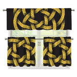 Gold Circle Celtic Knot Symbol Print 3 Piece Kitchen Curtains