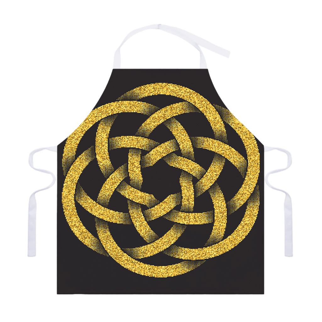 Gold Circle Celtic Knot Symbol Print Adjustable Apron