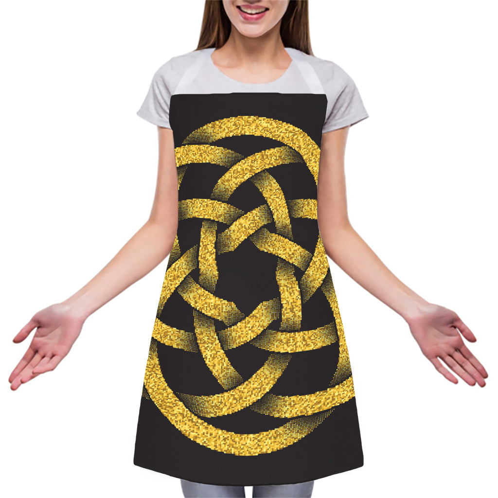 Gold Circle Celtic Knot Symbol Print Adjustable Apron