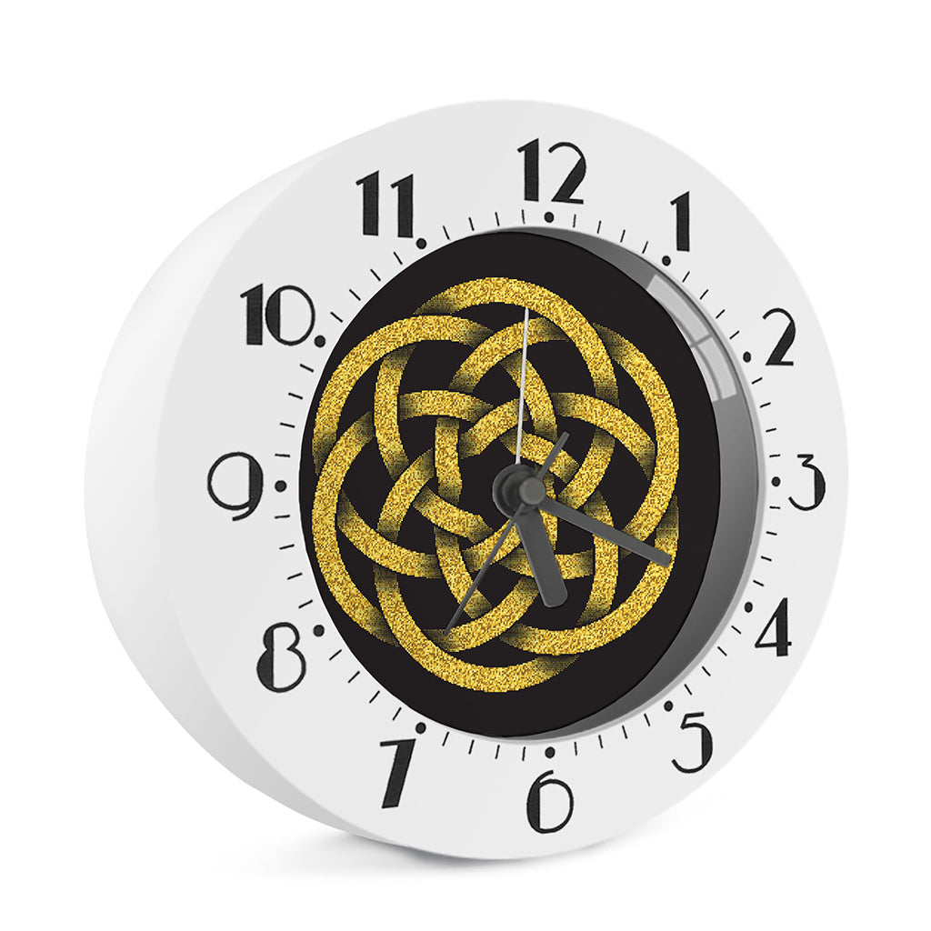 Gold Circle Celtic Knot Symbol Print Alarm Clock