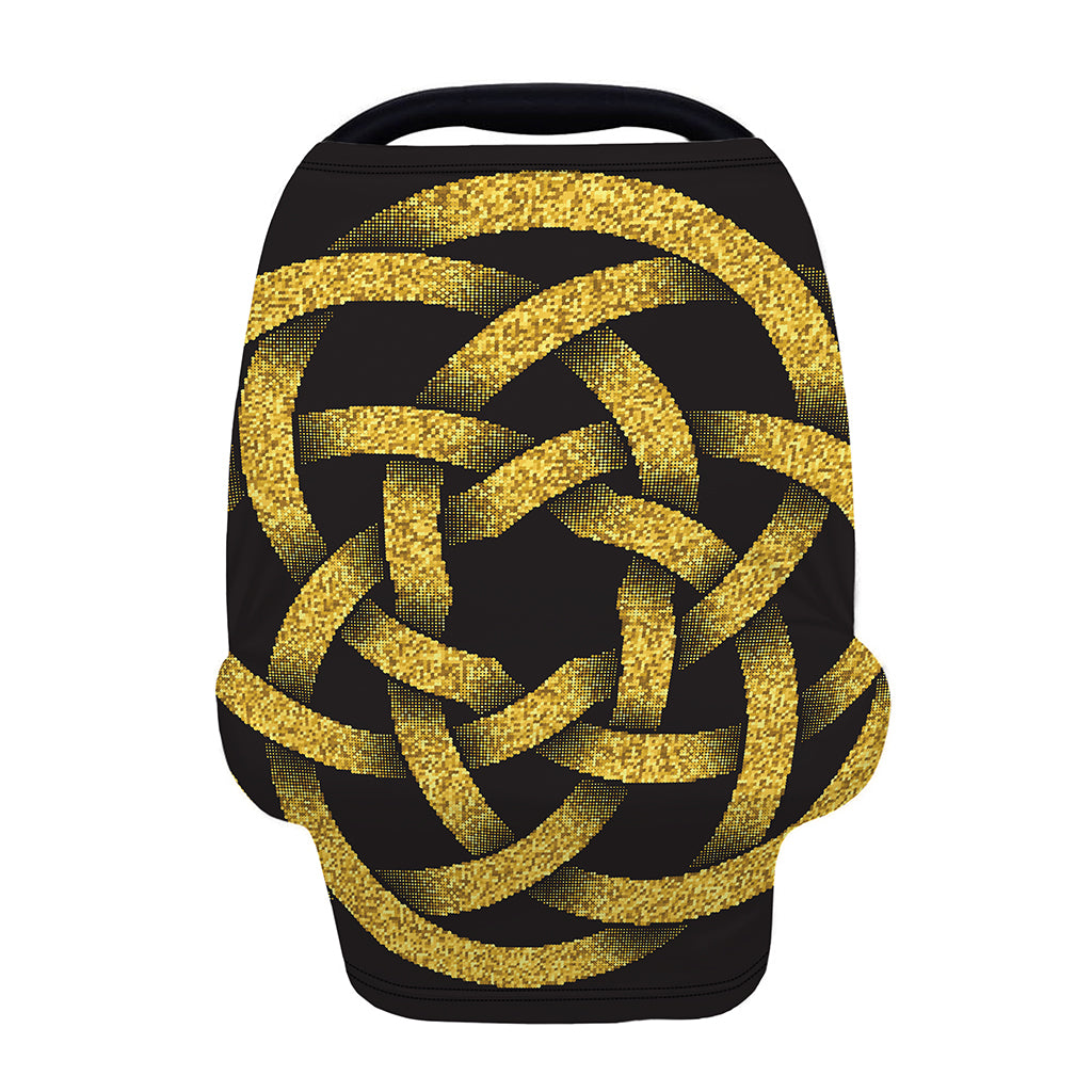 Gold Circle Celtic Knot Symbol Print Baby Seat Cover