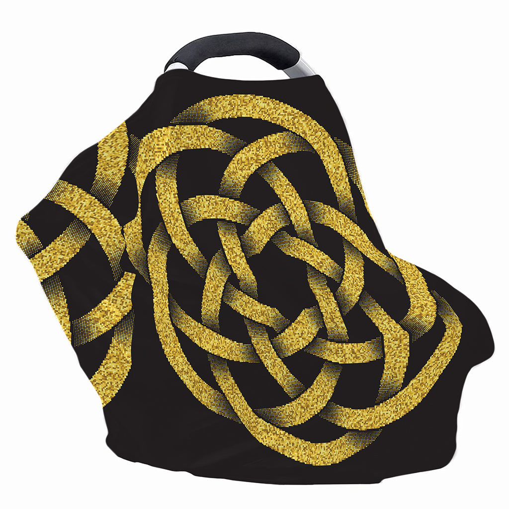 Gold Circle Celtic Knot Symbol Print Baby Seat Cover