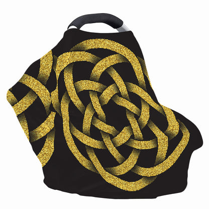 Gold Circle Celtic Knot Symbol Print Baby Seat Cover